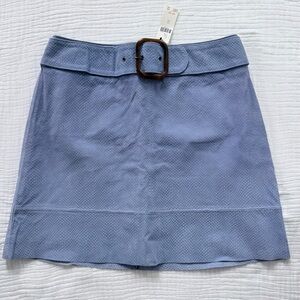 NWT Anthropologie snakeskin 100% leather suede periwinkle blue purple skirt 10